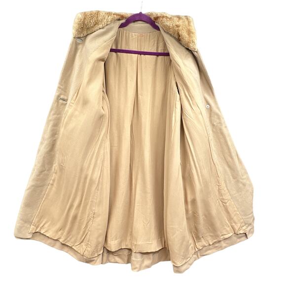 VTG 60s Swing Coat M/L Union Fur Wool Boho 70s Y2K Glam Cream Event Old Money US - Picture 4 of 16